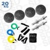 2 mancuernas +discos + kit 8 piezas