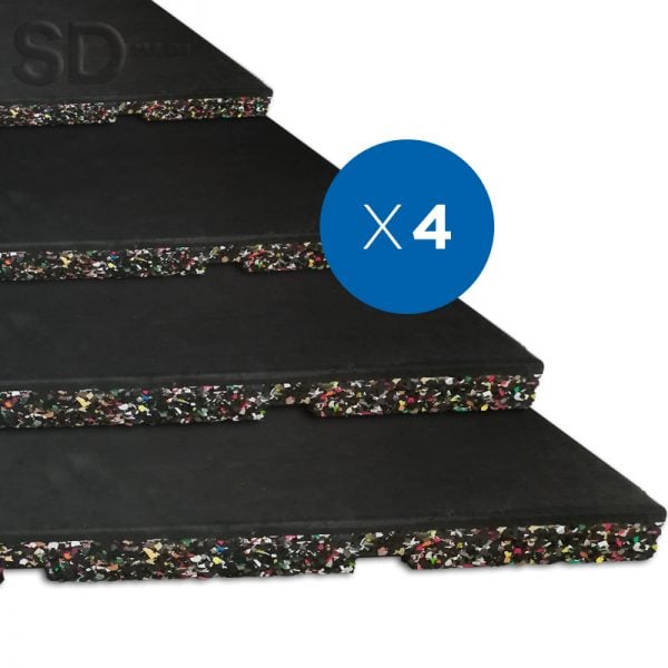 Pisos de Caucho de Alta Densidad para Gimnasio Pack 4x - 50 x 50 x 25 mm x 20 kg